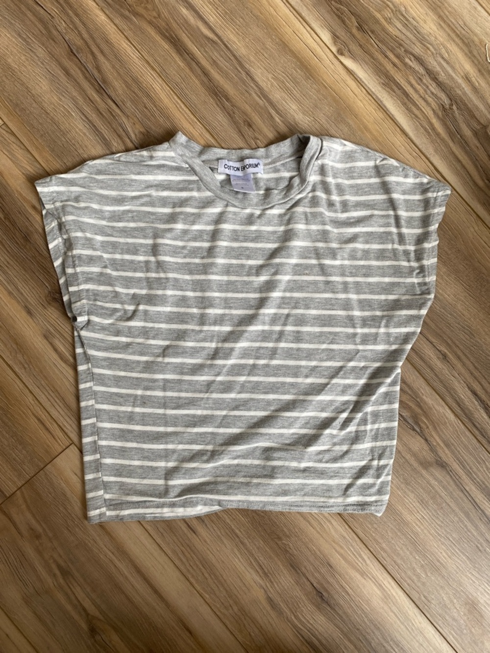 Cotton Emporium Relaxed Stripe Tee in Gray & White